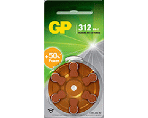 Батарейка до слухових апаратів GP ZA312-D6, PR41, DA312X, 1.45V